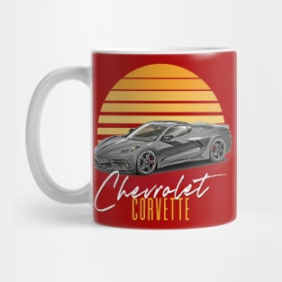 Retro Chevrolet Corvette Sunset Aesthetic Design Mug